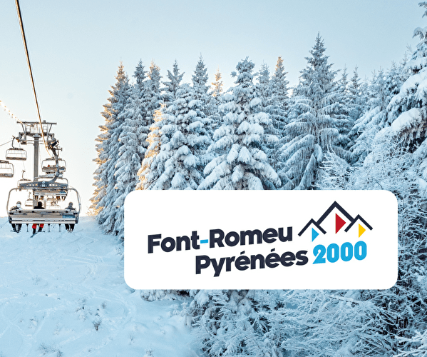 Liaison par télésiège au dessus des pistes et des sapins enneigés