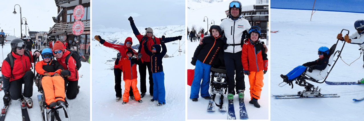 Compilation de photos d'un enfant à la montagne