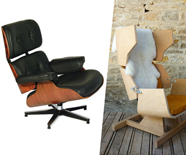 Présentation de 2 chaises design en bois et cuir