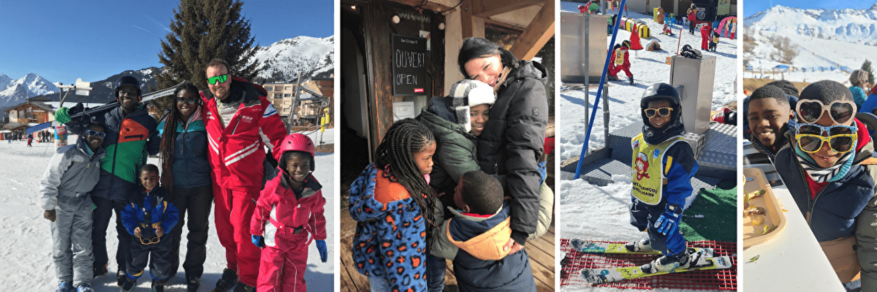 Compilation de photos d'un enfant à la montagne