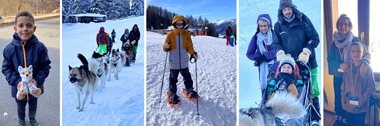Compilation de photos d'un enfant à la montagne