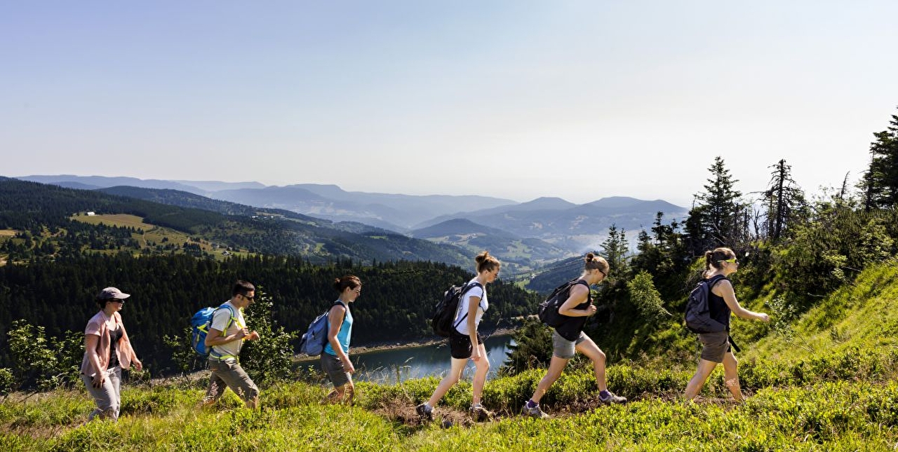 Groupe de personnes effectuant une randonnée en montagne l'été