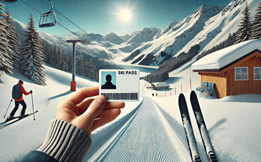 Main tenant un forfait de ski sur les pistes