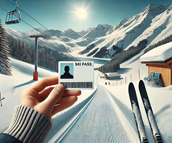 Main tenant un forfait de ski sur les pistes