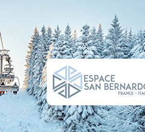 Liaison par télésiège au dessus des pistes et des sapins enneigés
