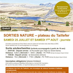 SORTIE NATURE : « Le plateau des lacs du Taillefer, une mosaïque de milieux humides d’altitude exceptionnels »_La Morte